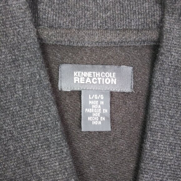 Kenneth Cole Reaction Button Front Cardigan Sweater Mens Large Gray Preppy - Picture 4 of 8